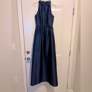 Alfred Sung Navy High Neck Bridesmaid Dress
